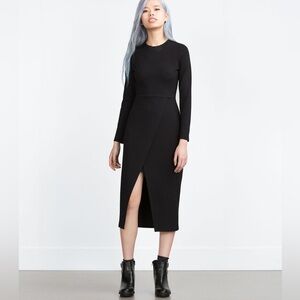 Zara | Trafaluc Women’s Black Long Sleeve Front Slit Dress